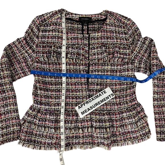 Halogen Blazer Womens Size 8 Zip Jacket Office Casual Old Money Tweed Ruffle - Picture 3 of 16